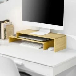 SoBuy Supporto Monitor Pc Da Scrivania Per 2 Monitors Con Altezze Regolabili Supporto Monitor Scrivania Accessori Scrivania BBF07-N -Ufficio E Casa 41821927 4