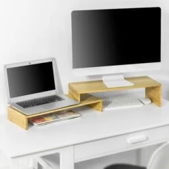 SoBuy Supporto Monitor Pc Da Scrivania Per 2 Monitors Con Altezze Regolabili Supporto Monitor Scrivania Accessori Scrivania BBF07-N -Ufficio E Casa 41821927 5