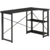 HOMCOM Scrivania Angolare A Scomparsa Pieghevole Con 2 Ripiani Laterali In Legno E Metallo - Nera -Ufficio E Casa 42725593 1