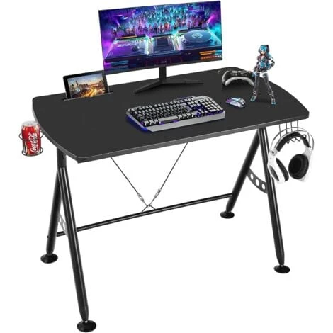 Scrivania Da Gaming 105 Cm, Tavolo Per Computer Con Porta Bicchiere E Gancio Per Cuffie, Postazione Da Gaming A Forma Di Y Con Foro Per Cavi, Nero 2 Scrivania Da Gaming 105 Cm, Tavolo Per Computer Con Porta Bicchiere E Gancio Per Cuffie, Postazione Da Gaming A Forma Di Y Con Foro Per Cavi, Nero