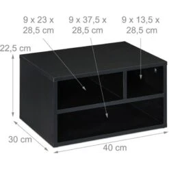 Relaxdays Supporto Per Stampante Da Scrivania, 3 Scomparti, Portadocumenti & Portacarta, Organizer Salvaspazio, Nero -Ufficio E Casa 44004977 4