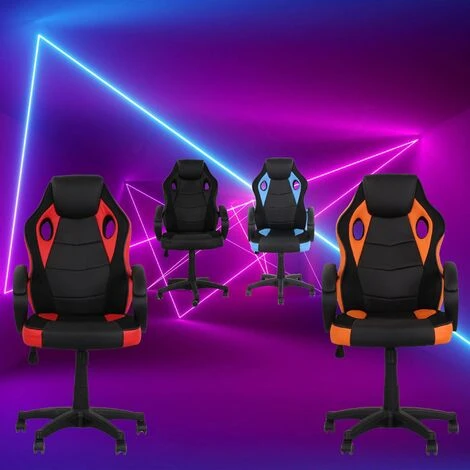 Poltrona Gaming Gioco Imbottita Ecopelle Ragazzi Ufficio Ergonomica Nero Blu 4 Poltrona Gaming Gioco Imbottita Ecopelle Ragazzi Ufficio Ergonomica Nero Blu - immagine 2