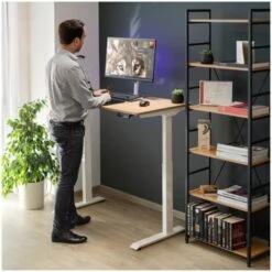 Scrivania Regolabile In Altezza Elettrica 73 - 123 Cm Marrone Bianca -Ufficio E Casa 45686878 3