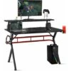Scrivania Da Gaming Tavolo Per Computer Ergonomico, Con Mensola Porta Bicchiere E Gancio Per Cuffie, 120 X 64 X 97 Cm, Nero -Ufficio E Casa 46386493 1