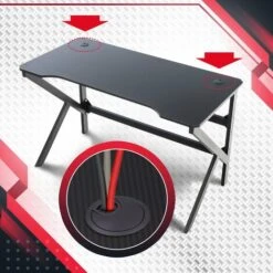 Scrivania Gaming Lewiston LED Rosso -Ufficio E Casa 46567215 5