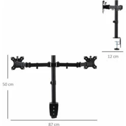 Vinsetto Doppio Supporto Monitor Per Scrivania, Altezza, Inclinazione E Orientamento Regolabili, Monitor 13-32'' - Nero 9 Vinsetto Doppio Supporto Monitor Per Scrivania, Altezza, Inclinazione E Orientamento Regolabili, Monitor 13-32'' - Nero -Ufficio E Casa 48378280 3