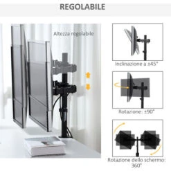 Vinsetto Doppio Supporto Monitor Per Scrivania, Altezza, Inclinazione E Orientamento Regolabili, Monitor 13-32'' - Nero 11 Vinsetto Doppio Supporto Monitor Per Scrivania, Altezza, Inclinazione E Orientamento Regolabili, Monitor 13-32'' - Nero -Ufficio E Casa 48378280 5