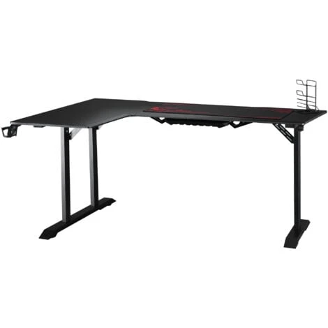 HOMCOM Scrivania Angolare Per Gaming E Ufficio Con Gancio Per Cuffie, Porta Tazza, Supporto Gamepad E Tappetino - Nero 3 HOMCOM Scrivania Angolare Per Gaming E Ufficio Con Gancio Per Cuffie, Porta Tazza, Supporto Gamepad E Tappetino - Nero