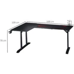 HOMCOM Scrivania Angolare Per Gaming E Ufficio Con Gancio Per Cuffie, Porta Tazza, Supporto Gamepad E Tappetino - Nero 9 HOMCOM Scrivania Angolare Per Gaming E Ufficio Con Gancio Per Cuffie, Porta Tazza, Supporto Gamepad E Tappetino - Nero -Ufficio E Casa 48390553 3