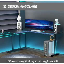HOMCOM Scrivania Angolare Per Gaming E Ufficio Con Gancio Per Cuffie, Porta Tazza, Supporto Gamepad E Tappetino - Nero 11 HOMCOM Scrivania Angolare Per Gaming E Ufficio Con Gancio Per Cuffie, Porta Tazza, Supporto Gamepad E Tappetino - Nero -Ufficio E Casa 48390553 5