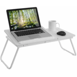 Tavolino Vassoio Da Letto Divano Per Notebook PC Tablet Pieghevole Leggio Bianco