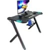 Scrivania Gaming Desk Postazione Computer PC Con LED Completa Di Accessori Tavolo Studio Salvaspazio Con Piedini Regolabili Disegno Soggiorno Camera Gamer Rockstone 120 X 61 X 73 Cm Nero -Ufficio E Casa 50828748 1
