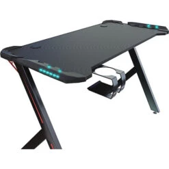 Scrivania Gaming Desk Postazione Computer PC Con LED Completa Di Accessori Tavolo Studio Salvaspazio Con Piedini Regolabili Disegno Soggiorno Camera Gamer Rockstone 120 X 61 X 73 Cm Nero -Ufficio E Casa 50828748 4