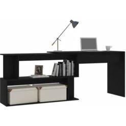 Scrivania Ad Angolo Nera 200x50x76 Cm In Truciolare -Ufficio E Casa 51129272 3