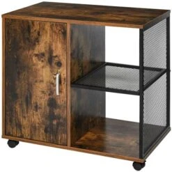 Mobile Mobiletto Stampante Legno MDF E Metallo 3 Ripiani + Anta Design Moderno -Ufficio E Casa 51776049 4