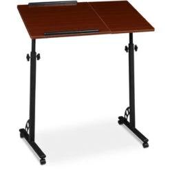 Relaxdays Tavolino Per Pc, Supporto Computer Portatile, Mobile Grande HLP 110 X 80 X 50 Cm, Ruote Con Freno, Marrone -Ufficio E Casa 51969510 3