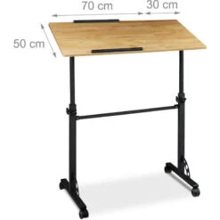 Relaxdays Tavolino Porta Pc, 110 X 100 X 50 Cm, Carrello Con Ruote, Regolabile In Altezza E Inclinazione, Marrone Chiaro -Ufficio E Casa 51969776 4