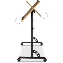 Relaxdays Tavolino Porta Pc, 110 X 100 X 50 Cm, Carrello Con Ruote, Regolabile In Altezza E Inclinazione, Marrone Chiaro -Ufficio E Casa 51969776 5