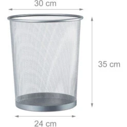 Relaxdays Cestino Gettacarte Metallo Grande Pattumiera Portarifiuti Da Ufficio 20 Litri Ø 30 Cm Alto 35 Cm Argento -Ufficio E Casa 51970865 3