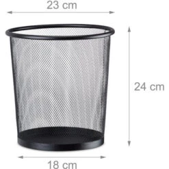 Relaxdays Cestino Gettacarte In Metallo Rete Pattumiera Carta Portarifiuti Da Tavolo Ø 23 Cm Alto 24 Cm Nero -Ufficio E Casa 51970879 3