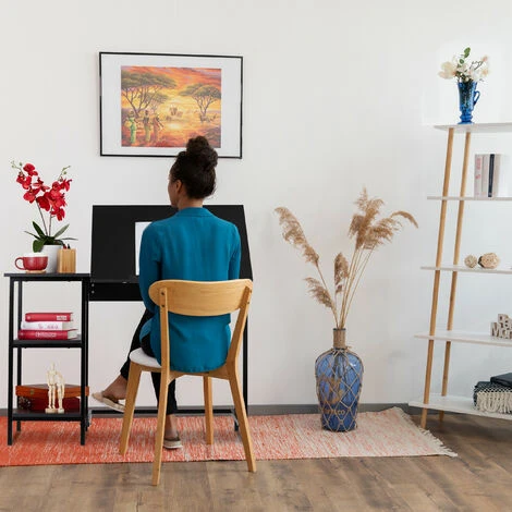 Relaxdays Scrivania Inclinabile, 3 Ripiani, Diversa Angolazione, Per Computer, Lavoro HLP 75x110x55 Cm, Nero 4 Relaxdays Scrivania Inclinabile, 3 Ripiani, Diversa Angolazione, Per Computer, Lavoro HLP 75x110x55 Cm, Nero - immagine 2