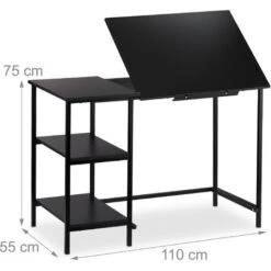 Relaxdays Scrivania Inclinabile, 3 Ripiani, Diversa Angolazione, Per Computer, Lavoro HLP 75x110x55 Cm, Nero 10 Relaxdays Scrivania Inclinabile, 3 Ripiani, Diversa Angolazione, Per Computer, Lavoro HLP 75x110x55 Cm, Nero -Ufficio E Casa 51973260 4