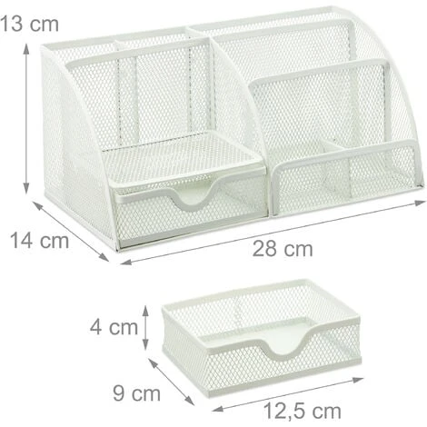 Relaxdays Portaoggetti Da Scrivania, Casa & Ufficio, Portapenne & Cassetto, Organizer In Metallo, 13x28x14 Cm, Bianco 6 Relaxdays Portaoggetti Da Scrivania, Casa & Ufficio, Portapenne & Cassetto, Organizer In Metallo, 13x28x14 Cm, Bianco - immagine 4