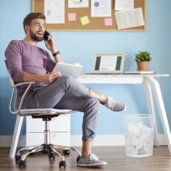 Relaxdays Cestino Gettacarta, Ufficio & Cameretta, Aperto, Rotondo, Metallico, Bidone Della Carta, HxD 35x29,5 Cm,Bianco -Ufficio E Casa 51978033 3