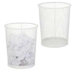 2x Cestino Gettacarta, Ufficio & Cameretta, Aperto, Rotondo, Metallico, Bidone Della Carta, HxD 35x29,5 Cm,Bianco
