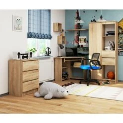 Scrivania Moderna, Scrivania Angolare, Scrivania Salvaspazio, 80 X 74 X 80 - Colore: Larice -Ufficio E Casa 52555918 2