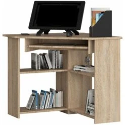 Scrivania Moderna, Scrivania Angolare, Scrivania Salvaspazio, 80 X 74 X 80 - Colore: Larice -Ufficio E Casa 52555918 3