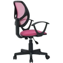 Sedia Girevole Rosa Con 5 Ruote Ufficio Cameretta Scrivania Schienale Ergonomico -Ufficio E Casa 5272827 3