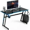 COSTWAY Scrivania Da Gaming 120 Cm, Tavolo Ergonomico Per Computer A Forma Di Z, Con Gancio Regolabile Per Cuffie, Porta Bicchiere, Ideale Per Casa E Ufficio (Blu) -Ufficio E Casa 52971015 1