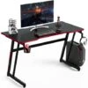 COSTWAY Scrivania Da Gaming 120 Cm, Tavolo Ergonomico Per Computer A Forma Di Z, Con Gancio Regolabile Per Cuffie, Porta Bicchiere, Ideale Per Casa E Ufficio (Rosso) -Ufficio E Casa 52971018 1