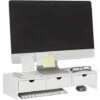 SoBuy Supporto Monitor Pc Da Scrivania Con 3 Organizzatore Cassetti Supporto Per Monitor Di BambùL51P25A11,5 Cm Bianco BBF03-W -Ufficio E Casa 53418573 1