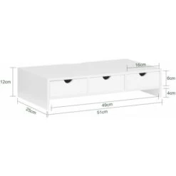 SoBuy Supporto Monitor Pc Da Scrivania Con 3 Organizzatore Cassetti Supporto Per Monitor Di BambùL51P25A11,5 Cm Bianco BBF03-W -Ufficio E Casa 53418573 2