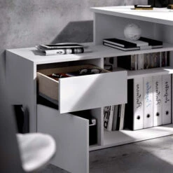 Scrivania Bianca Ufficio Angolare TEDDY Casa Studio Moderno Pc Computer Ripiani -Ufficio E Casa 53564257 3