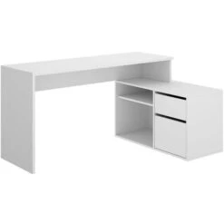 Scrivania Bianca Ufficio Angolare TEDDY Casa Studio Moderno Pc Computer Ripiani -Ufficio E Casa 53564257 5