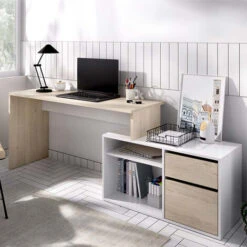 Scrivania Rovere Bianco Lucido Ufficio Angolare TEDDY Studio Moderno Pc Computer -Ufficio E Casa 53564258 5