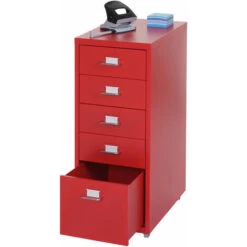 Nova Cassettiera Armadietto Da Ufficio Con Ruote A 5 Cassetti Verniciato A Polvere Colore : ROSSO -Ufficio E Casa 54080521 2