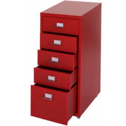 Nova Cassettiera Armadietto Da Ufficio Con Ruote A 5 Cassetti Verniciato A Polvere Colore : ROSSO -Ufficio E Casa 54080521 4