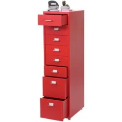 Nova Cassettiera Armadietto Per Ufficio Boston Con Ruote E 8 Cassetti Vari Colori Colore : Rosso -Ufficio E Casa 54080528 2