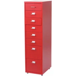 Nova Cassettiera Armadietto Per Ufficio Boston Con Ruote E 8 Cassetti Vari Colori Colore : Rosso -Ufficio E Casa 54080528 4