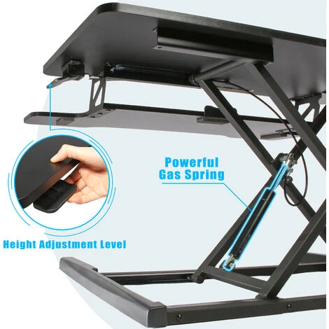 Todeco Convertitore Da Scrivania In Piedi Regolabile In Altezza 91 * 40cm Convertitore Standing Desk Con Vassoio Per Tastiera Tavolo Ergonomico Per Due Monitor Scrivania, Nera 5 Todeco Convertitore Da Scrivania In Piedi Regolabile In Altezza 91 * 40cm Convertitore Standing Desk Con Vassoio Per Tastiera Tavolo Ergonomico Per Due Monitor Scrivania, Nera - immagine 3