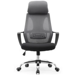 Poltrona Ufficio Direzionale Genius Traspirante Acciaio Sedia Con Poggiatesta XL Colore: Grigio