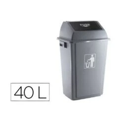 Papelera Contenedor Q-connect Plastico Con Tapa De Balancin 40 Litros Gris 410x280x610 Mm