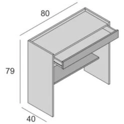 Scrivania Clematide, Scrittoio Moderno Con Cassetto, Tavolo Da Studio O Ufficio Porta PC Portalibri, 100% Made In Italy, Cm 80x40h79, Bianco E Cemento -Ufficio E Casa 58749574 3
