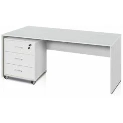 Scrivania Ufficio Bianco Fiammato Larga 150 Cm.