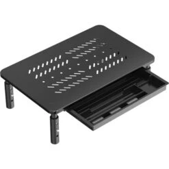 FITUEYES Supporto Per Monitor In Metallo Regolabile In Altezza Supporto Monitor Scrivania Con Cassetto, 37x23,5x9,8/11,8/13,8cm (Nero) DT115901MB -Ufficio E Casa 60590580 4