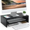 FITUEYES Supporto Monitor Supporto Per Monitor In Legno A 2 Strati L42,5xW23,5xH14cm (Nero) DT204201WB -Ufficio E Casa 60590595 1